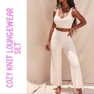 cozy knit plush loungewear pajama set